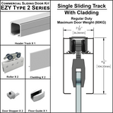 [EZY2CLDSD] Commercial Sliding Door Kit - EZY2 - w/Cladding - Single Sliding Track (118") — EZY2CLDSDSA