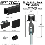 [EZY2CLDSD] Commercial Sliding Door Kit - EZY2 - w/Cladding - Single Sliding Track (118") — EZY2CLDSDMBL